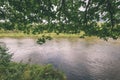 oak tree branches over summer river - vintage effect Royalty Free Stock Photo
