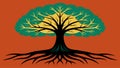 An oak tree with deep roots symbolizing the stoic emphasis on inner strength and resilience.. Vector illustration. Royalty Free Stock Photo