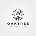 Oak tree line art nature logo vector design, abstract tree logo symbol Royalty Free Stock Photo