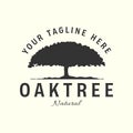 oak tree with logo vintage vector illustration icon template design Royalty Free Stock Photo