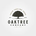 oak tree vintage logo vector symbol with typography design. tree swing with tree logo design Royalty Free Stock Photo