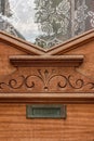 Oak Victorian style front door with lace and letter slot Royalty Free Stock Photo