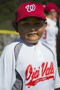 Oak View, California, USA, March 7, 2015, Ojai Valley Little League Field,youth Baseball, Spring, hispanic child, closeup
