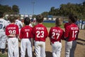 Oak View, California, USA, March 7, 2015, Ojai Valley Little League Field,youth Baseball, Spring, players uniforms show their nam