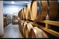 oak wine barrels in a clean, controlled environment