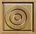 Oak wood door decorated with concentric circles