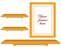 Oak Wood Shelves, Picture Frame Wall Group Royalty Free Stock Photo