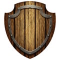 Oaken shield of the warrior with the metal studs Royalty Free Stock Photo