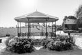 OAKHAM, RUTLAND, ENGLAND- 25 JANUARY 2021: Bandstand in Cutts Close park on a snowy day