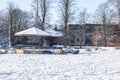 OAKHAM, RUTLAND, ENGLAND- 25 JANUARY 2021: Cutts Close park on a snowy day
