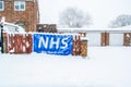 OAKHAM/RUTLAND, ENGLAND- 24 JANUARY 2021: `NHS we thank you` banner ouside a house in Oakham, Rutland, England