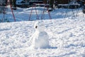 OAKHAM, RUTLAND, ENGLAND- 25 JANUARY 2021: Small snowman in Cutts Close Park