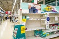 OAKHAM, RUTLAND/ENGLAND Ã¢â¬â MARCH 20 2020: Tesco store running low on nappies during the 2020 Coronavirus outbreak