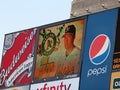 Oakland-Alameda County Coliseum Scoreboard  Screen featuring the Oakland Athletics Kurt Suzuki Royalty Free Stock Photo