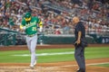 Oakland Athletics Left Fielder Brent Rooker About to Step on Home Plate After Home Run Royalty Free Stock Photo