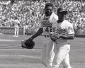 Oakland Athletics leftfielder Rickey Henderson and Centerfielder Dave Henderson