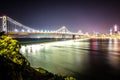 oakland bay bridge in california at night with san francisco sky Royalty Free Stock Photo