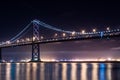 Oakland Bay Bridge at Night Royalty Free Stock Photo