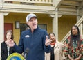 California Governor Gavin Newsom speaking at a Press Conf about the Home Key Housing Program Royalty Free Stock Photo