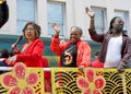 Nikki Fortunato Bas and Deputy Mayor Dr. Kim Mayfield in the 2nd annual lunar new year parade in Oaklands Chinatown