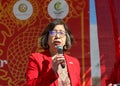 Oakland Council President Nikki Fortunato Bas, speaking at the opening ceremony for 2nd annual Lunar New Year Parade