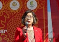 Oakland Council President Nikki Fortunato Bas, speaking at the opening ceremony for 2nd annual Lunar New Year Parade