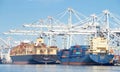 Cargo Ships loading at the Port of Oakland