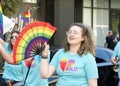 Participants at the Oakland Gay Pride Parade on Broadway, downtown Oakland, California