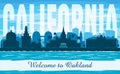 Oakland California city skyline vector silhouette