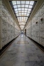 Oakland, California - December 7, 2018: Mausoleum corridor at Mountain View Cemetery.