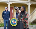 Oakland Coucilmember Carroll Fife speaking at a Press Conf about the Home Key Housing Program