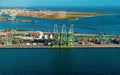 Oakland Harbor port terminal with shipping containers