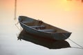 Oared boat on a lake bank Royalty Free Stock Photo