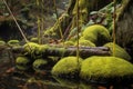 oars resting on a moss-covered rock Royalty Free Stock Photo