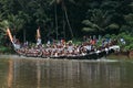 Oarsmen wearing traditional kerala dress participate in the Aranmula boat race