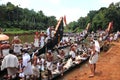 Oarsmen wearing traditional kerala dress participate in the Aranmula boat race