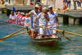 Oarsmens in the Venice Vogalonga regatta, Italy.