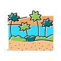 oasis in african desert color icon vector illustration