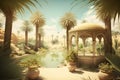 Oasis in the desert. Neural network AI generated