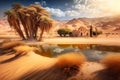 Oasis in the desert. Neural network AI generated