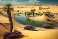 Oasis in the desert. Neural network AI generated