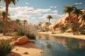 Oasis desert palm tree. Generate Ai