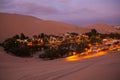 Oasis of Huacachina at night, Ica region, Peru.