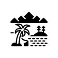 Black solid icon for Oasis, saudi and landscape