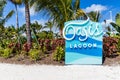 Oasis Lagoon sign on CocoCay, Bahamas island.