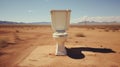 Oasis of Necessity: Toilet Amidst Vast Desert Landscape