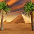 Oasis in the sandy desert Royalty Free Stock Photo