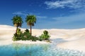 Oasis. Sandy Desert. Royalty Free Stock Photo