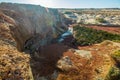 An oasis and a small waterfall in the middle of the Moroccan Sahara