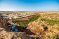 An oasis and a small waterfall in the middle of the Moroccan Sahara